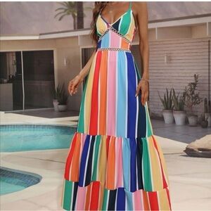 Colorful Striped Maxi Dress